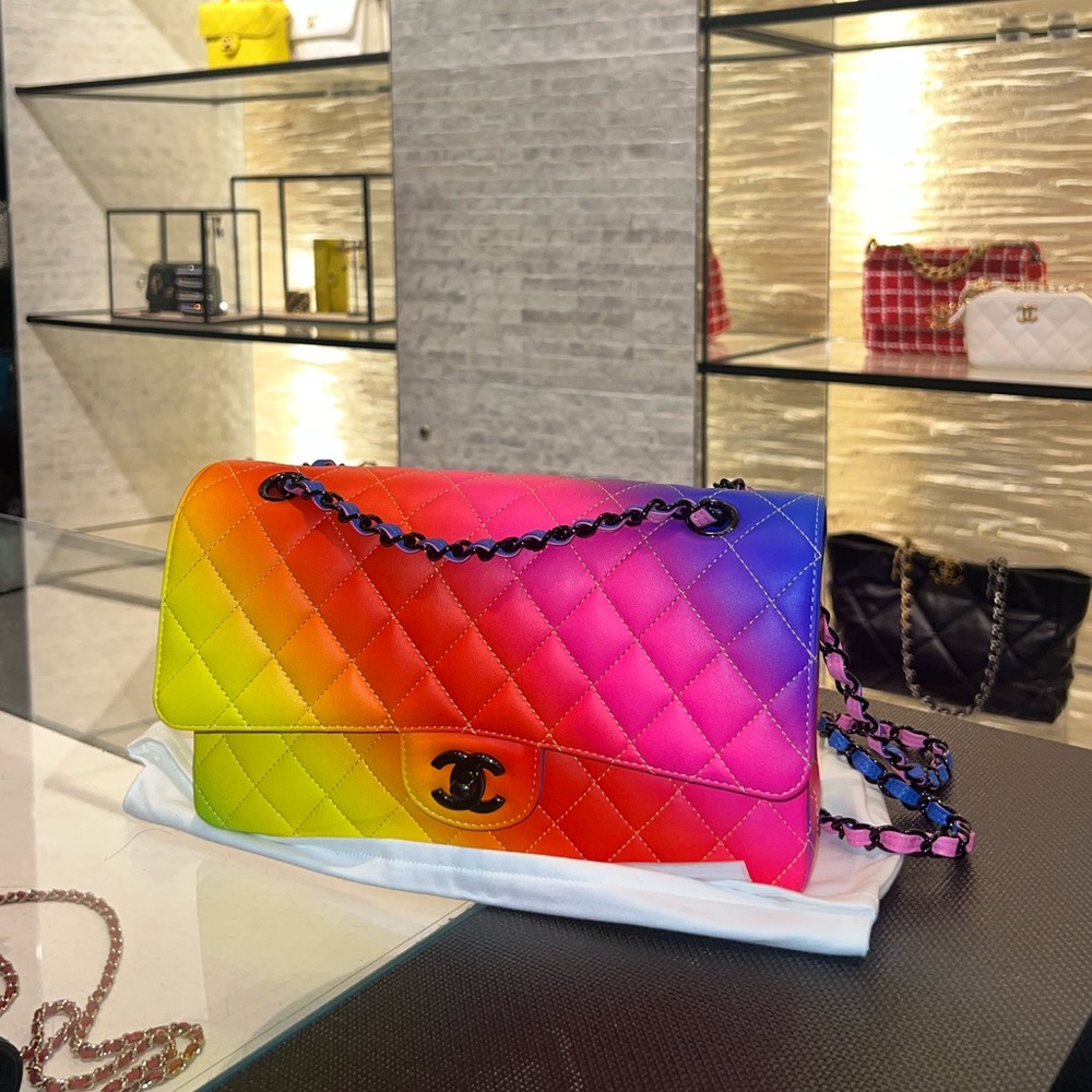RARE Chanel Medium RAINBOW Double Flap Bag NEW WITH TAGS 2023